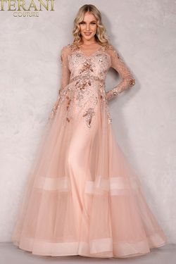 Style 1722M4354 Terani Couture Pink Size 8 Floor Length Free Shipping Ball gown on Queenly