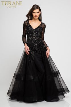Style 1722M4354 Terani Couture Black Tie Size 4 Tall Height Ball gown on Queenly