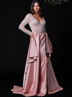 Style 2111M5273 Terani Couture Pink Size 10 Pageant Floor Length Free Shipping A-line Dress on Queenly