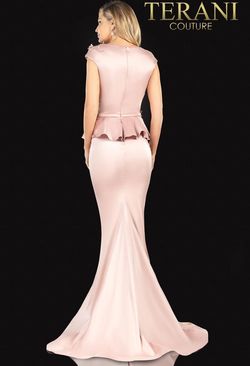 Style 2021M2994 Terani Couture Pink Size 6 Floor Length Side slit Dress on Queenly