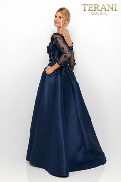 Style 1921M0746D Terani Couture Blue Size 2 Floor Length Tall Height Pageant Ball gown on Queenly