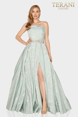 Style 2011M2127 Terani Couture Green Size 4 Pageant Free Shipping Ball gown on Queenly