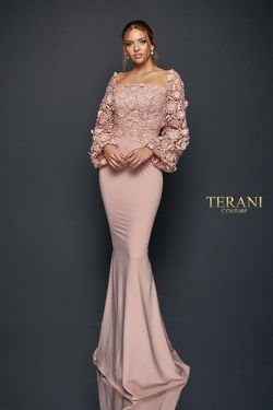Style 1921M0489 Terani Couture Pink Size 4 Black Tie Floor Length Straight Dress on Queenly