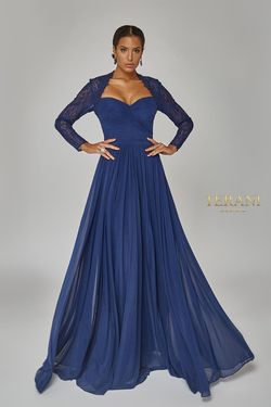 Style 1923M0597 Terani Couture Blue Size 4 Floor Length Ball gown on Queenly