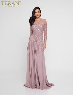 Style 1811M6551 Terani Couture Pink Size 6 Floor Length Straight Dress on Queenly