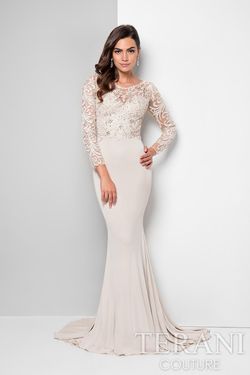 Style 1712M3434 Terani Couture Gold Size 4 Floor Length Free Shipping Mermaid Dress on Queenly