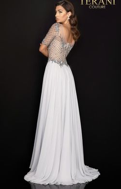 Style 2011M2453 Terani Couture Silver Size 4 Pageant Floor Length Free Shipping Straight Dress on Queenly