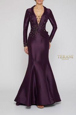 Style 2011M2458 Terani Couture Purple Size 4 Black Tie Pageant Mermaid Dress on Queenly