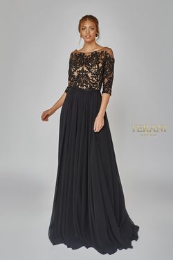 Style 1922M0529 Terani Couture Black Size 4 Tall Height Free Shipping A-line Dress on Queenly