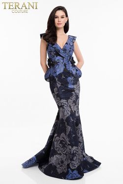 Style 1821M7560 Terani Couture Royal Blue Size 4 Tall Height Free Shipping Mermaid Dress on Queenly