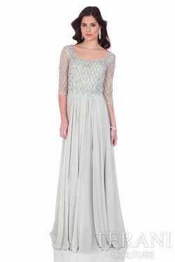 Style 1622M1795 Terani Couture Green Size 4 Tall Height Floor Length Straight Dress on Queenly