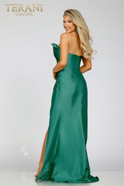 Style 231P0180 Terani Couture Green Size 8 Prom Emerald Side slit Dress on Queenly