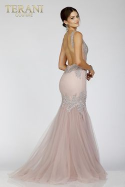 Style 231P0189 Terani Couture Nude Size 10 Backless Rose Gold Free Shipping Prom Mermaid Dress on Queenly
