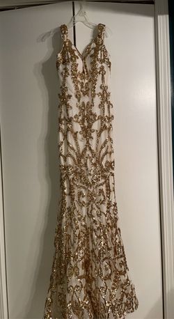 Jovani Gold Size 2 Military Prom Sweetheart Straight Dress on Queenly