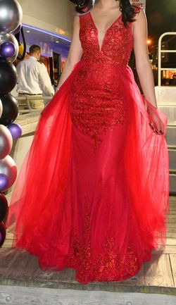 Jovani Red Size 4 50 Off Free Shipping Floor Length Train Dress on Queenly