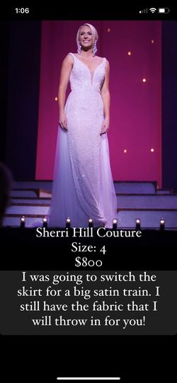 Sherri Hill White Size 4 Floor Length Train Dress on Queenly