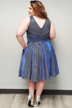 Style Tyra Sydneys Closet Blue Size 28 Plus Size A-line Midi Cocktail Dress on Queenly