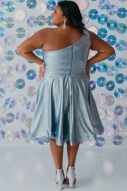 Style Adair Sydneys Closet Blue Size 14 Flare One Shoulder Cocktail Dress on Queenly