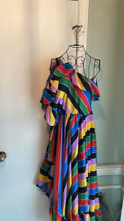 Philosophy di Lorenzo Serafini Multicolor Size 8 50 Off One Shoulder Halter Silk Cocktail Dress on Queenly