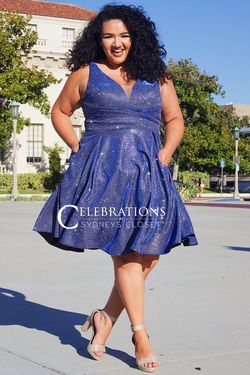 Style NORTHERN-LIGHTS-BR-CE2005 Sydney's Closet Blue Size 24 Plus Size Tall Height Cocktail Dress on Queenly