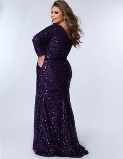 Style SC7319 Sydney's Closet Purple Size 30 Plus Size One Shoulder Side slit Dress on Queenly