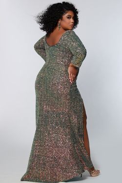 Style SC7333 Sydney's Closet Green Size 30 Sequin Floor Length Tall Height Side slit Dress on Queenly