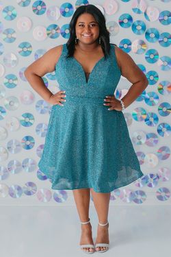Style SC8120 Sydney's Closet Blue Size 30 Tall Height A-line Prom Cocktail Dress on Queenly