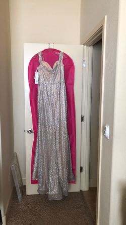 Jovani Silver Size 8 Jewelled Pageant Straight Dress on Queenly