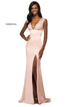 Style 53735 Sherri Hill  Pink Size 0 Military Mermaid Dress on Queenly