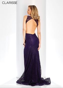 Clarisse Purple Size 4 Lace Flare Side slit Dress on Queenly