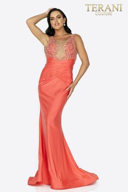 Style 2011P1038 Terani Couture Orange Size 6 Tall Height Free Shipping Mermaid Dress on Queenly