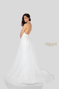 Style 1912P8208 Terani Couture White Size 4 Floor Length Jumpsuit Dress on Queenly