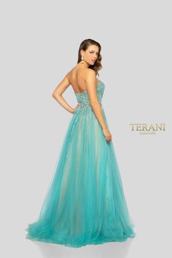 Style 1912P8557 Terani Couture Blue Size 4 Tall Height Floor Length Ball gown on Queenly