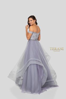 Style 1911P8501 Terani Couture Purple Size 0 Floor Length Free Shipping Black Tie Prom Ball gown on Queenly