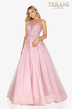 Style 2012P1411 Terani Couture Pink Size 8 Floor Length Pageant Free Shipping Black Tie Ball gown on Queenly