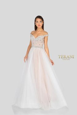 Style 1911P8543 Terani Couture Nude Size 10 Floor Length Free Shipping Prom Ball gown on Queenly