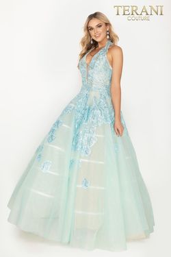 Style 2011P1174 Terani Couture Blue Size 4 Pageant Floor Length Ball gown on Queenly