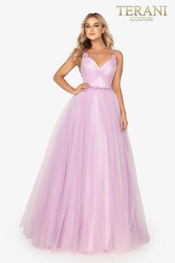 Style 2011P1232 Terani Couture Purple Size 4 Black Tie Prom Ball gown on Queenly