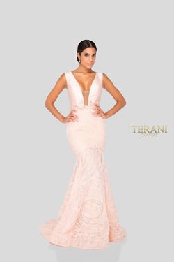 Style 1911P8158 Terani Couture Pink Size 6 Black Tie Prom Mermaid Dress on Queenly