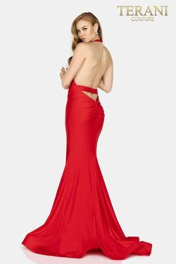 Style 2011P1037 Terani Couture Red Size 4 Tall Height Military Mermaid Dress on Queenly