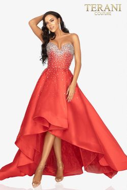 Style 2012P1286 Terani Couture Red Size 2 50 Off Free Shipping Tall Height Ball gown on Queenly