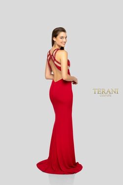 Style 1915P8340 Terani Couture Red Size 0 Black Tie Free Shipping Prom Side slit Dress on Queenly