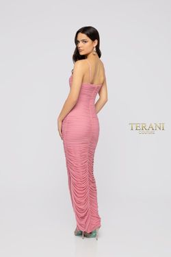 Style 1912P8289 Terani Couture Pink Size 6 Summer Black Tie Side slit Dress on Queenly