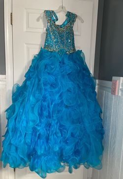 Ritzee Blue Size 10 Floor Length Ball gown on Queenly