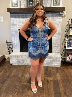 Jovani Blue Size 12 Homecoming Plus Size A-line Dress on Queenly