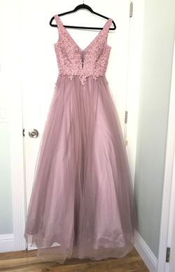 Style -1 Promgirl Purple Size 4 V Neck Silk Ball gown on Queenly