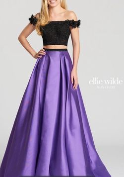 Ellie Wilde Purple Size 4 Floor Length Prom A-line Dress on Queenly