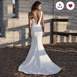 Calliste Bride  White Size 4 Backless Silk Floor Length Mermaid Dress on Queenly