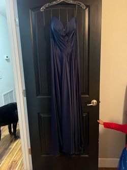 Alyce Paris Blue Size 8 Belt Navy Midi Cocktail Dress on Queenly