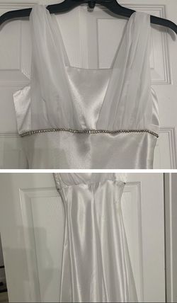David's Bridal White Size 2 Floor Length A-line Dress on Queenly